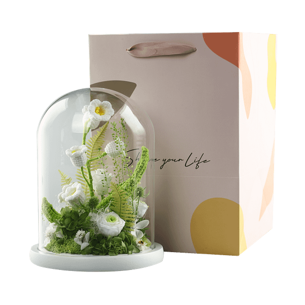 Preserved Lily of the valley in glass dome
